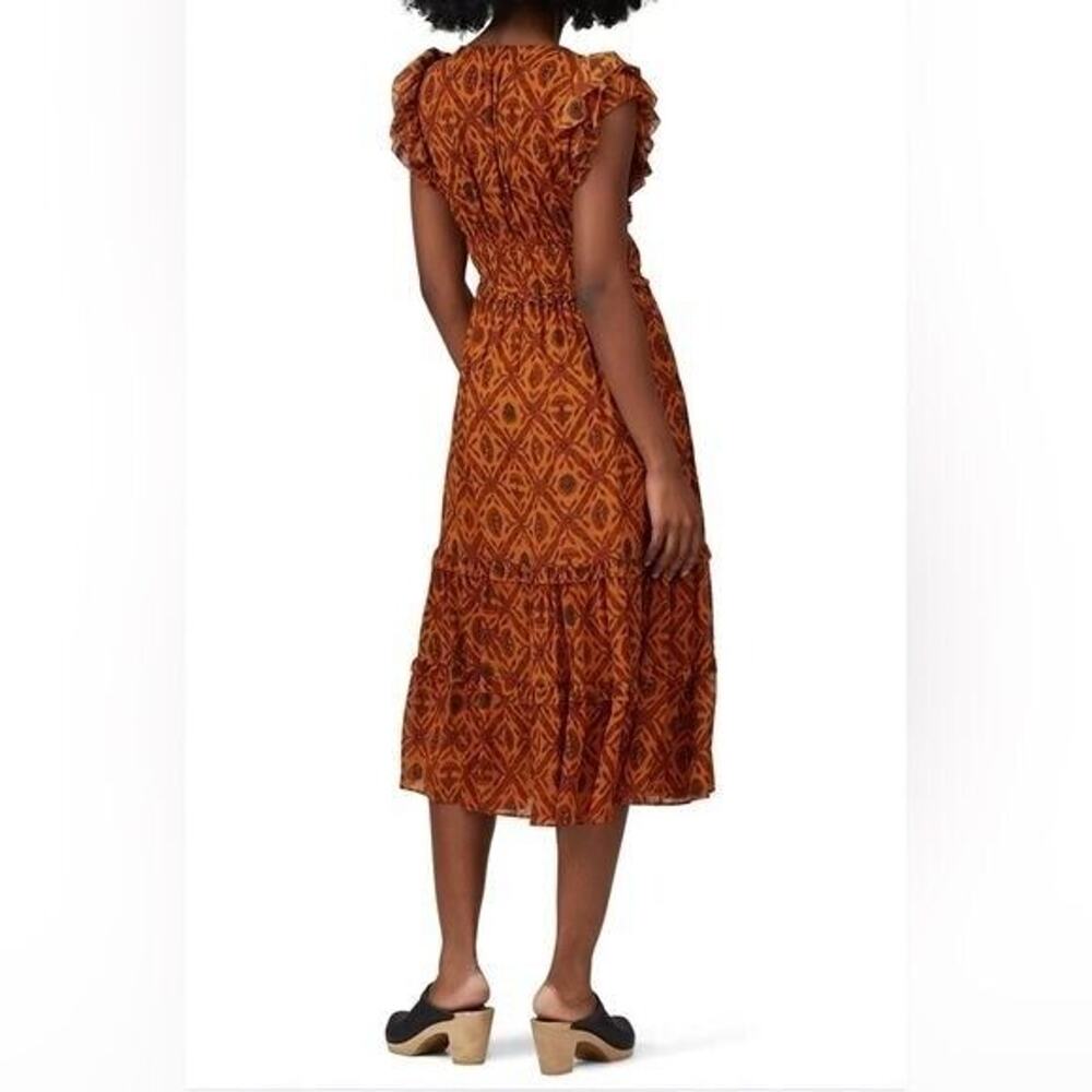 Ulla Johnson Printed Anika Dress Sz 2 Burnt Orang… - image 2